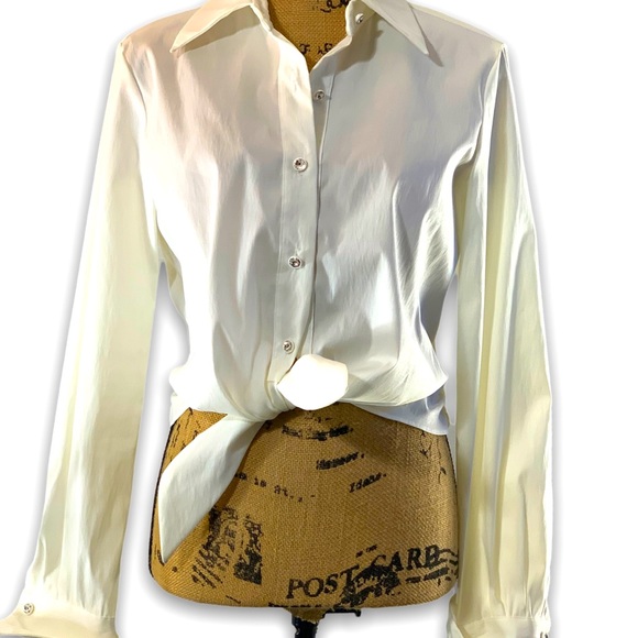 White formal long sleeve, button up, cuffed, sleeves - Picture 1 of 11